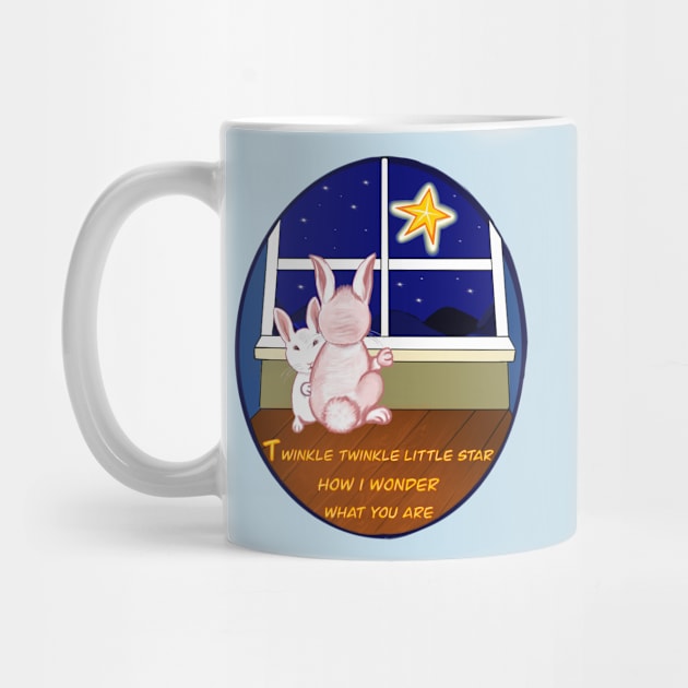 Nursery rhyme twinkle twinkle little star  Bunny rabbits   - cute fluffy kawaii rabbit design by Artonmytee